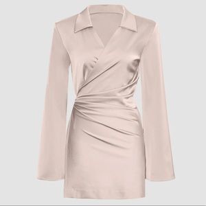 MICAS | Satin Wrapped Shirt Dress | Beige | XL